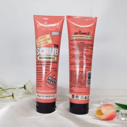Shea butter exfoliating body scrub cream for soft glowing skin care treatment
