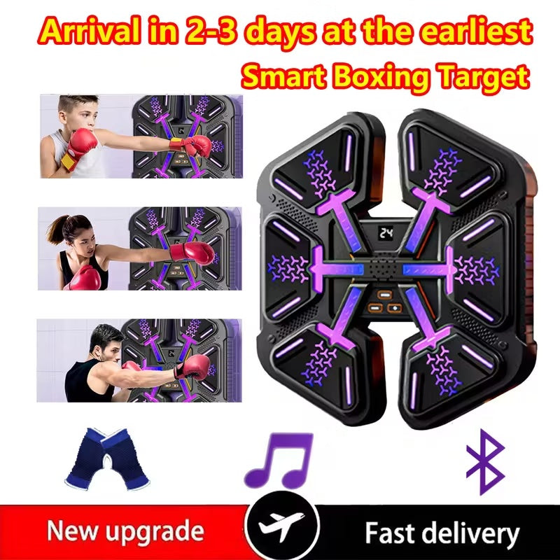 Smart Bluetooth Music Boxing Machine -LED Reaction Training, Adjustable Speed, Home Fitness & Stress Relief With Glove