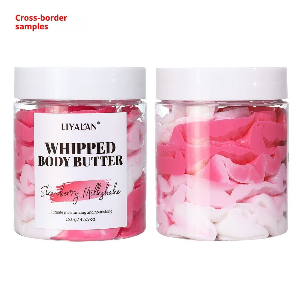 Shea butter body scrub cream for gentle exfoliation and smooth, glowing skin care treatment
