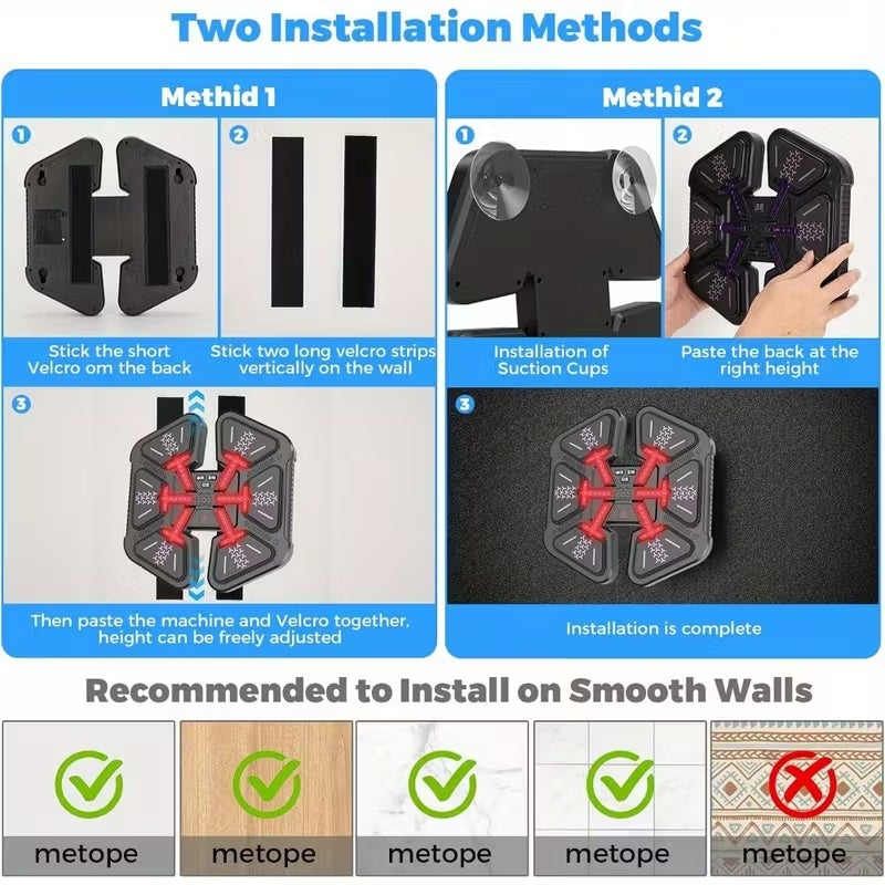 Smart Bluetooth Music Boxing Machine -LED Reaction Training, Adjustable Speed, Home Fitness & Stress Relief With Glove