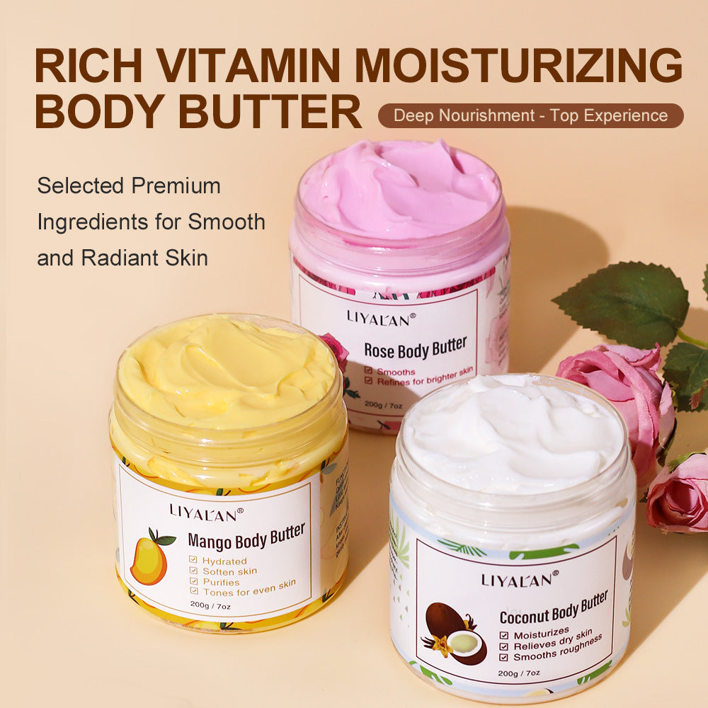 Shea butter exfoliating body scrub cream for smooth glowing skin and deep hydration care
