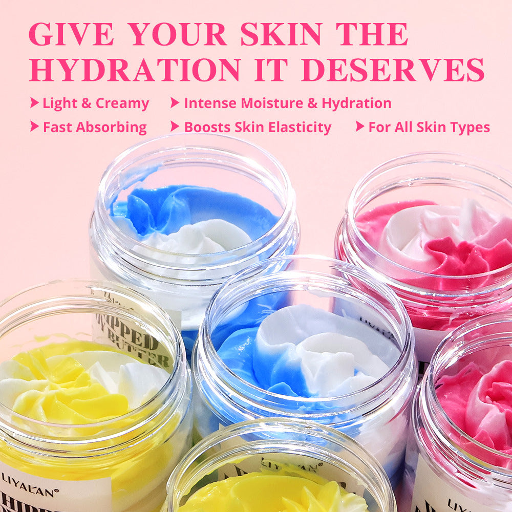 Shea butter exfoliating body scrub cream for smooth glowing skin care treatment
