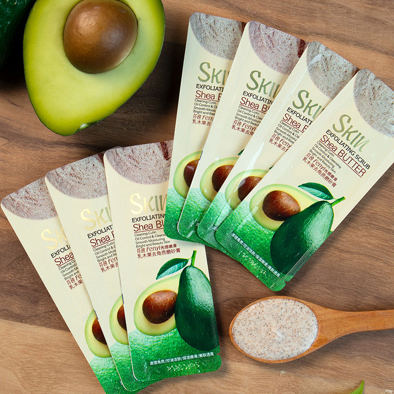 Shea butter body scrub cream for gentle exfoliation and smooth glowing skin care treatment
