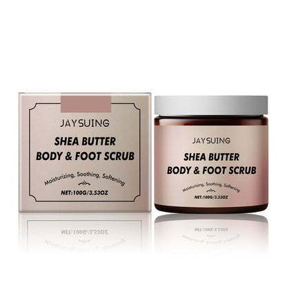 Shea butter body scrub cream for deep skin exfoliation and cleansing
