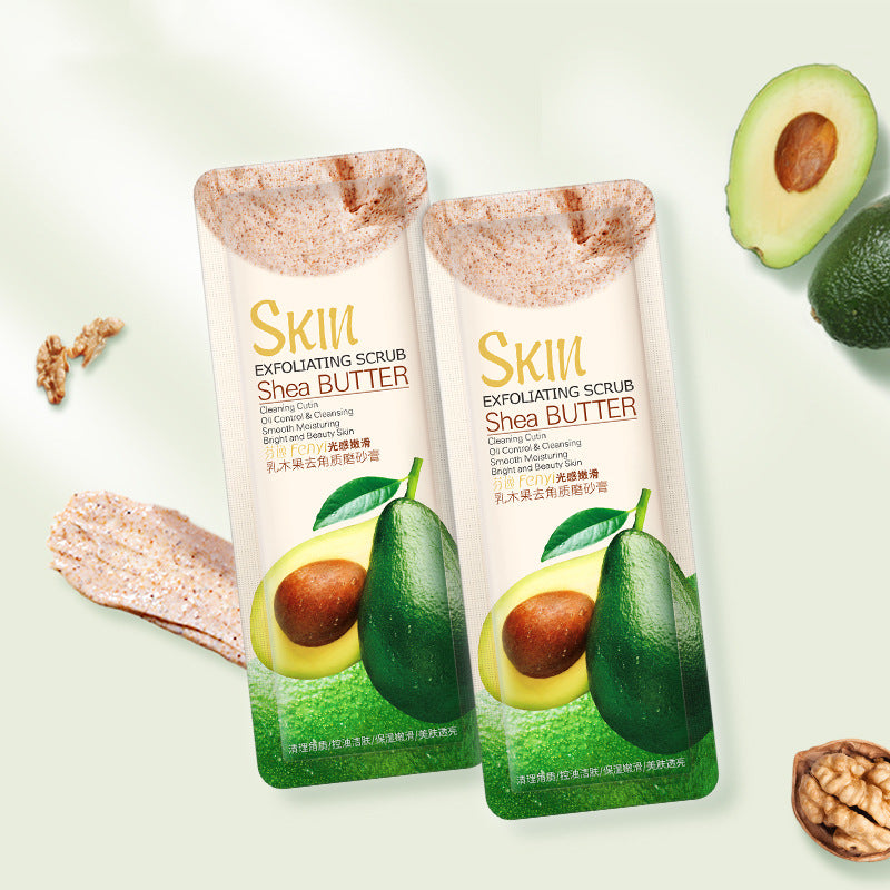 Shea butter exfoliating body scrub cream for smooth glowing skin and natural hydration care

