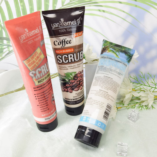 Shea butter body scrub cream for gentle skin exfoliation and natural glow enhancement
