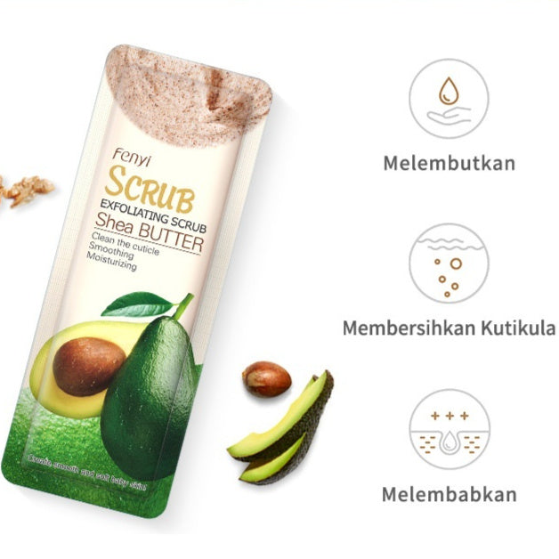 Shea butter body scrub cream for gentle exfoliation and soft radiant skin care use
