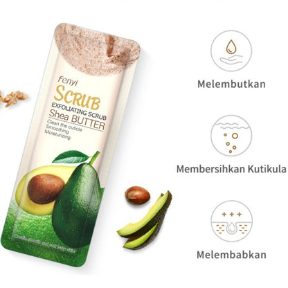 Shea butter body scrub cream for gentle exfoliation and soft radiant skin care use
