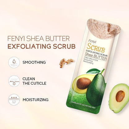 Shea butter body scrub cream for gentle exfoliation and smooth radiant skin glow treatment
